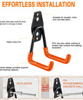 Six Pack Heavy Duty Garage Hooks 2.8 Inch U Shaped Wall Mounted Hanger For Ladders Hose Tools And Bulk Items Organization Steel With Non Slip Rubber Coating installation guide on various surfaces