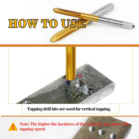 10 Pc Micro Metric Tap Set With Wrench M1 To M3.5 Tiny Thread Taps For Small Screws shown in use on metal plate