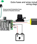 Wiring diagram for Heavy Duty 7 To 70 Volt 30 Amp Pwm Dc Motor Speed Controller For Brushed Motors with connection details.