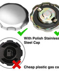 Polished stainless steel gas cap versus cheap plastic cap for Gas Fuel Tank Kit For Predator 212cc 196cc 173cc Hemi GX200 engines.