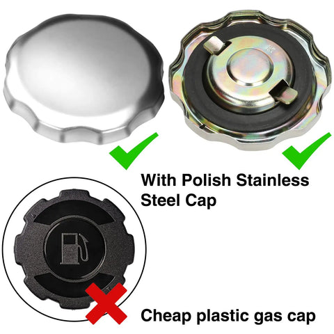 Polished stainless steel gas cap versus cheap plastic cap for Gas Fuel Tank Kit For Predator 212cc 196cc 173cc Hemi GX200 engines.