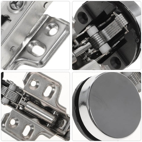 Close-up of 4 Pack Hydraulic Glass Door Hinges With Soft Close Damping For Kitchen Cabinets And Wine Cabinet Doors