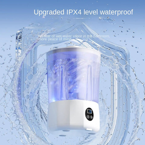 Ultra Compact Cordless Washing Machine With Rechargeable Battery And Three Gentle Wash Modes in a waterproof design with water splash.