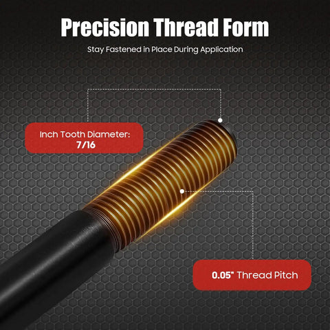 Milling Machine Draw Bar With 7/16 Inch Thread, Beefy Heavy Duty R8 Pull Rod For Bridgeport Style Mills, Overall Drawbar, High Concentricity And Rigidity, Durable Steel Build For Reliable Tool Holding And Long Life; 7/16 thread close-up