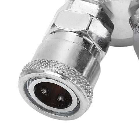 Close-up of 2 Way Hose Splitter Carbon Steel G1 Half Thread Manifold Block Splitter for Pneumatic Air Compressor Fitting