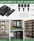 Heavy Duty 304 Stainless Steel Glass Cabinet Door Hinges For 5 To 8 mm Panes Slick Black Finish showing hinge and screws