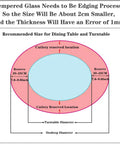 Diagram showing dimensions for Extra Large 30 Inch Lazy Susan Turntable. Indicates cutlery reserve and glass sizing.