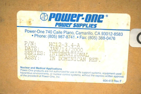 Workhorse 12 Volt DC Power Supply With 3.4 Amp Output Ready For 120 Volt Or 240 Volt AC Input Built Tough Industrial Grade Power Source For Controllers Test Benches And Electronics Projects, Power-One label