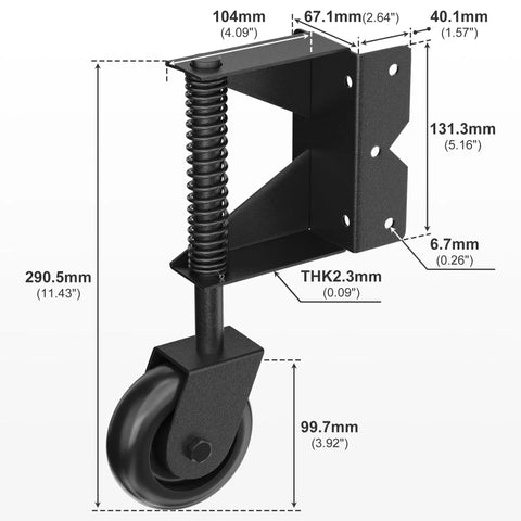 4 Inch Gate Wheels With Spring Loaded Caster And 360 Degree Universal Mount Plate For Wooden Fence And Metal Gates Heavy Duty