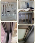 Installation and components of 4Ft Soft Close Pocket Door Hardware Kit With Heavy Duty Wall Mount Bracket Set For Wooden Sliding Barn Doors.