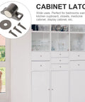 Magnetic Cabinet Door Catches 4 Pack Heavy Duty Drawer Push Latches displayed with screws and cabinet.