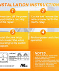 Installation instructions for General Purpose Switching Relay With 24 VAC Control Coil DPDT For HVAC And R Equipment