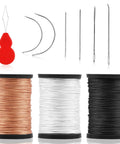 Heavy Duty Nylon Upholstery Sewing Kit With 3 Color Nylon Threads 73.5 Yards Each 7 Curved Needles Gourd Style Threader