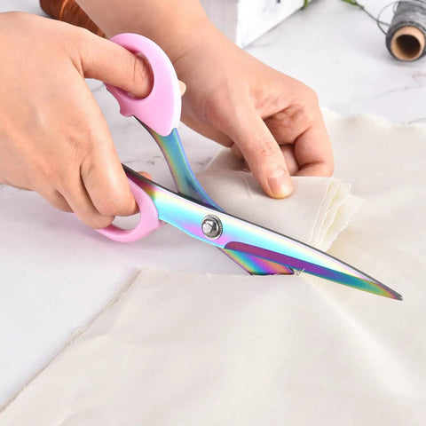 Heavy Duty 9 Inch Titanium Coated Fabric Scissors, All Purpose Sewing Shears For Cutting Fabric Leather Clothes And More, Stainless Steel Professional Tailor Scissors For Home Crafting, Pink cutting fabric