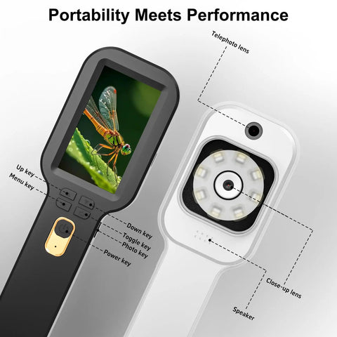 500X Handheld Digital Microscope With 3-Inch HD IPS Display For Coins Jewelry Stamps And Tiny Details Dual Lens Auto Focus Portable Close-Up Magnifier Kit Must-Have, front view
