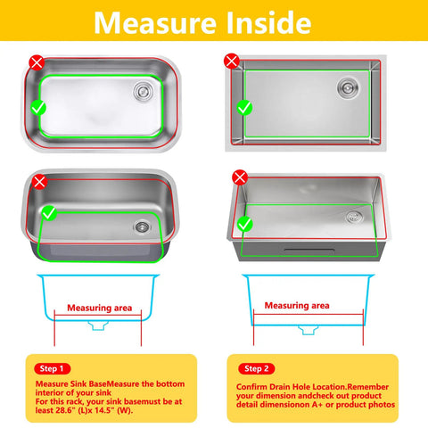 Illustration showing how to measure a sink for Dope Silicone Sink Protector Mats For Kitchen Sinks Anti Scratch Bottom Mats