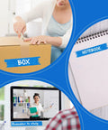 Blue Painters Tape Bulk 72 Rolls 1 Inch Wide By 55 Yards Each No Residue Masking Tape labeling box, notebook, and screen