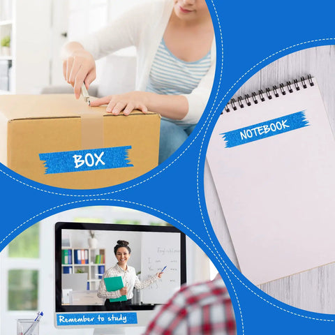 Blue Painters Tape Bulk 72 Rolls 1 Inch Wide By 55 Yards Each No Residue Masking Tape labeling box, notebook, and screen