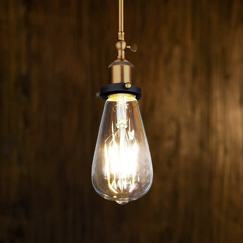 Vintage Style LED Edison Bulbs 4W Equiv 40W, E26 Non Dimmable Soft White 2700K 450 Lumens, hanging with warm amber glow