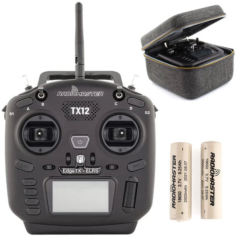 TX12 MkII ELRS 16CH OpenTX EDGETX Multi-Module Radio Transmitter for RC Drones with carry case and 18650 battery pack