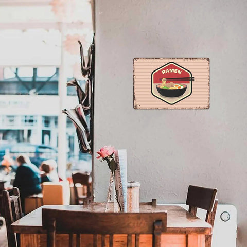 Vintage Ramen Sign Metal Wall Art 8x12 Tin Sign Poster For Home Kitchen Office Garage Decor Old School Japanese Soup Theme