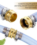 Four Set Three Quarter Inch Solid Brass Garden Hose Mender Kit With Eight Stainless Steel Clamps connecting hoses