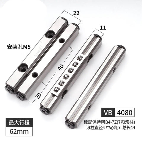 Pro Grade Heavy Duty Linear Motion Rail With Bearing Steel Cross Ball Guide Smooth Sliding Crossed Ball Bearing 1 Piece Upgraded Stainless Steel Version For High Precision CNC And Automation Projects, stainless steel, 62mm travel