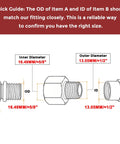 Pack Of 2 Brass Pipe Fittings 3/8 NPT Female To 1/4 NPT Male Thread Adapter size guide diagram