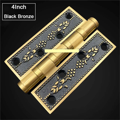Heavy Duty Solid Brass Door Hinges 4 Inch Or 5 Inch Thick 4mm Wood Gate Bearing Silent With Screws Black Bronze Finish