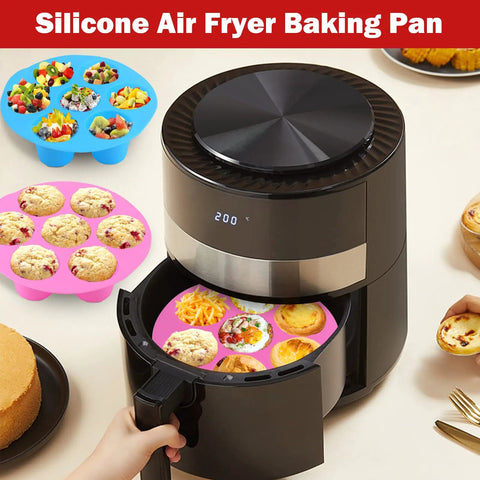 Two Pack 8.3 Inch Silicone Muffin Pan For 3Qt To 5Qt Air Fryers, Reusable Nonstick Cupcake Tray Baking Mold in air fryer