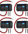 Road Warrior Ready Dual Fast Charging 12 Volt Usb Outlet Panel 4 Pack with PD and QC ports, black charger panels with wires.