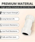 50 Piece 1-1/4 Inch Compression PVC Coupling COM X COM Pipe Fitting Top Shelf Schedule 40 Plastic Connector with labels on premium materials