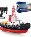 Massive 23.6 Inch Remote Control Fire Boat With Water Sprayer 60cm Electric RC Watercraft and controller