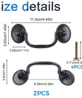 Drop Bail Drawer Handle Pull Set In Vintage Zinc Alloy With 83mm Hole Spacing For Cabinets And Furniture Slick Black Finish 2 Pack Screws Included Durable And Rust Resistant size dimensions diagram