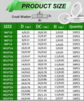 Product size chart for 580 Piece Aluminum Oil Drain Plug Crush Washer Kit With 18 Sizes From M6 To M24, gasket assortment for cars and bikes