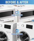 Before and after using White Appliance Touch Up Paint Pen Enamel High Gloss Acrylic Scratch Repair on microwave and washing machine.
