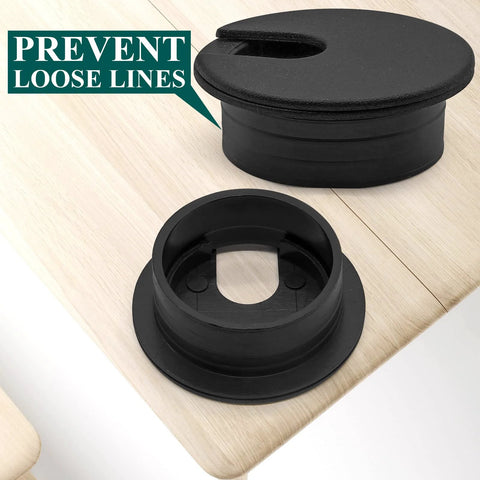 Black Desk Cable Grommets 1.5 Inch Plastic Hole Covers For Office Equipment And Computer Desks, Wire Organizer