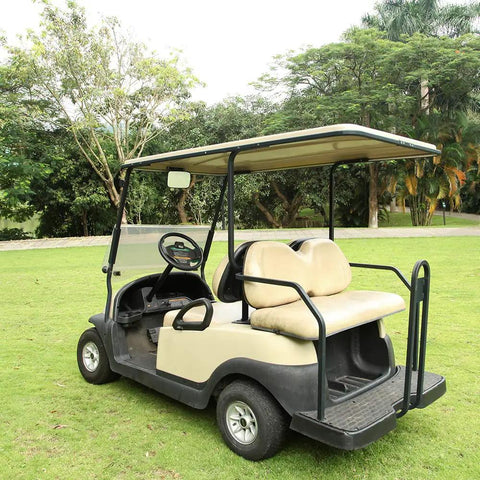 Extra Wide Panoramic Golf Cart Rear View Mirror Delivering Sweet Clarity And Smooth Visibility For Ezgo Club Car Yamaha featuring golf cart on grass.