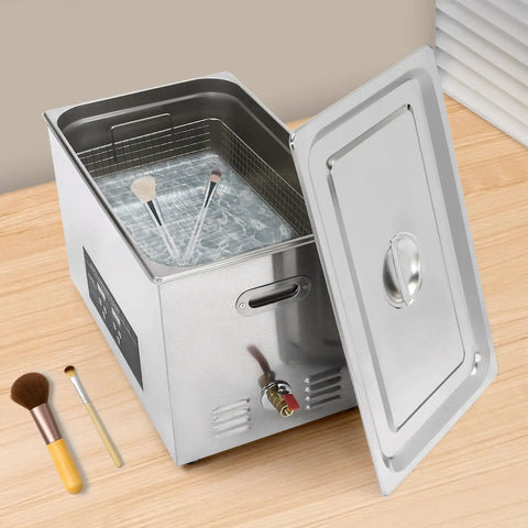 Professional Grade 30 Liters Stainless Steel Ultrasonic Cleaner With Built In Heater And Digital Timer For Jewelry Watches Sick Clean Cavitation Wash System with brushes inside.