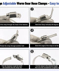 Step-by-step guide for Heavy Duty Hose Clamp Kit With 50 Ft Stainless Steel Band And 24 Fasteners All In One Worm Gear Adjustable Duct Pipe Clamp Set For Plumbing Auto Fuel Line And DIY Projects Includes Wrench And Screwdriver.