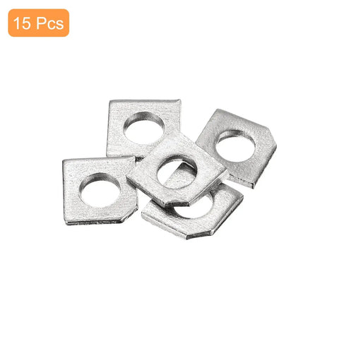 Beveled Square Washers For M8 Bolts, 304 Stainless Steel, 18x18mm Outer, 3.8mm Thick, 8mm Hole, 15 Pack shown in a stack