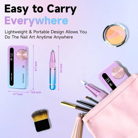 A Killer Rechargeable Cordless Nail Drill Running 35000Rpm To Shape Acrylics Swift, portable design with tools in a bag.