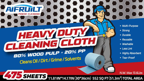 Heavy Duty Pro Grade Shop Towels Jumbo Roll With 475 Absorbent Blue Cloth Sheets for industrial cleaning.