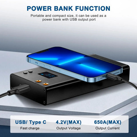 Dope Portable 11000mAh Battery Spot Welder With LCD Screen 80 Gear Adjustable Power Type C Charge shown charging phone