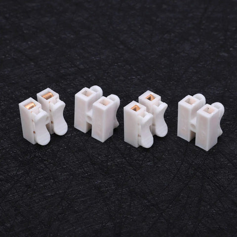 500 Pack 2 Pin 10A 220V Push Wire Connectors Quick Connect Spring Terminal Blocks for LED Strip Lights, DIY, No Solder, White PVC