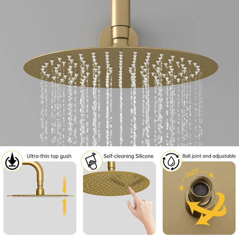 Fresh Gold Shower System Featuring A 10 Inch Rain Showerhead And 2 In 1 Handheld Sprayer, Wall Mounted Bathroom Faucet Kit With High Pressure Flow And Tough Brass Build For A Sweet Home Makeover