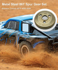Beefed Up Heavy Duty Steel Spur Gear Set 48P 86T For 1/10 Traxxas Slash 2WD showing metal gear and car model