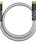 Stainless Steel Garden Hose Extension 3ft Short Hose With Female To Male Fittings For Hose Reels And RVs Flexible Lightweight Yet Heavy Duty Water Pipe Built To Last And Resists Leaks And Punctures On Rough Surfaces, coiled view
