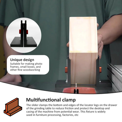 Heavy Duty CNC Aluminum Right Angle Spline Jig Set with multifunctional clamp for precise woodworking assembly.