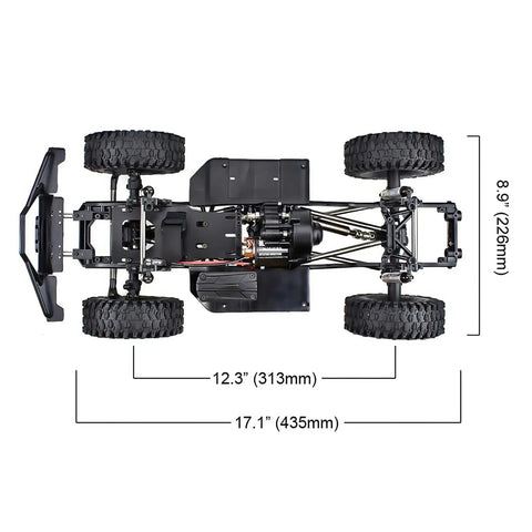 Top view of Fully Assembled RC Chassis With Wheels For 1/10 Crawler SCX10 II 90046 90047 Upgrade Kit Metal Frame Ready To Bolt In